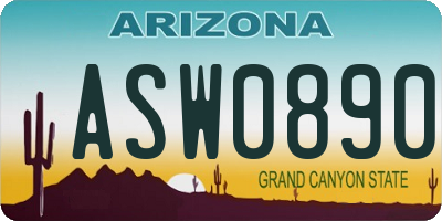 AZ license plate ASW0890
