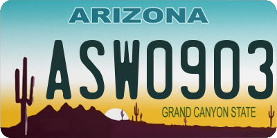 AZ license plate ASW0903