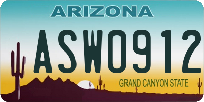 AZ license plate ASW0912