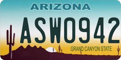 AZ license plate ASW0942