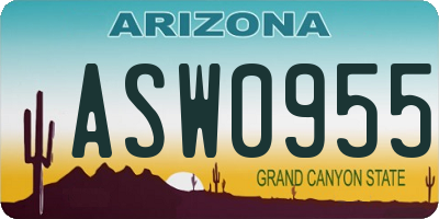 AZ license plate ASW0955