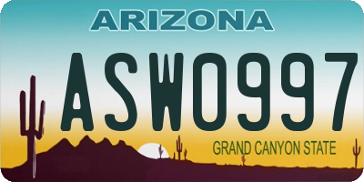AZ license plate ASW0997