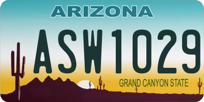 AZ license plate ASW1029