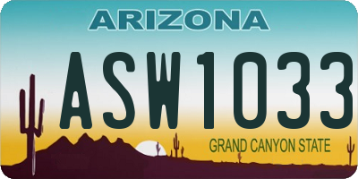 AZ license plate ASW1033