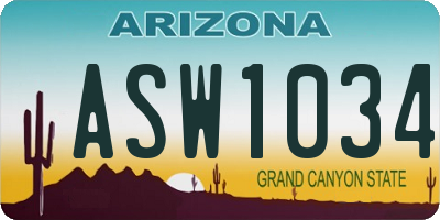 AZ license plate ASW1034