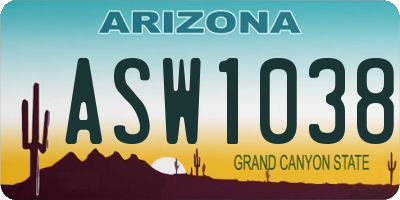 AZ license plate ASW1038