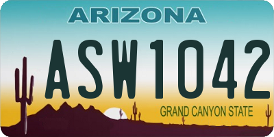 AZ license plate ASW1042