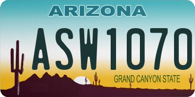 AZ license plate ASW1070