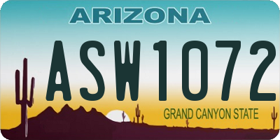 AZ license plate ASW1072