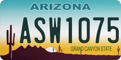 AZ license plate ASW1075