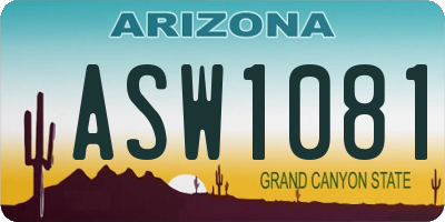 AZ license plate ASW1081