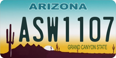AZ license plate ASW1107