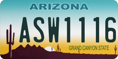 AZ license plate ASW1116