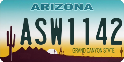 AZ license plate ASW1142