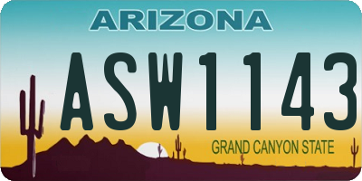 AZ license plate ASW1143