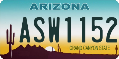 AZ license plate ASW1152