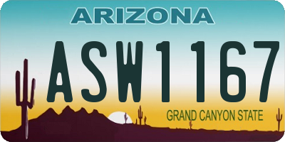 AZ license plate ASW1167