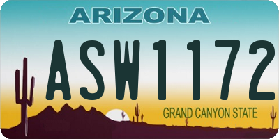 AZ license plate ASW1172