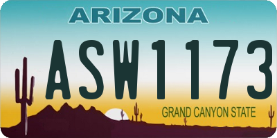 AZ license plate ASW1173