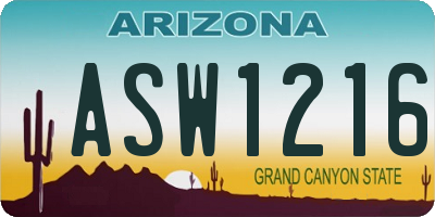 AZ license plate ASW1216