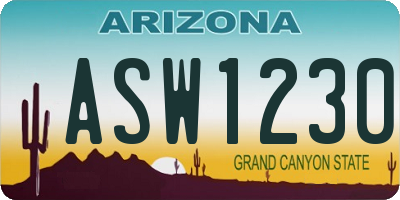 AZ license plate ASW1230