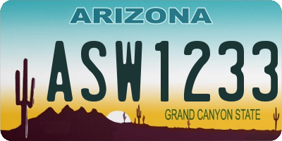 AZ license plate ASW1233