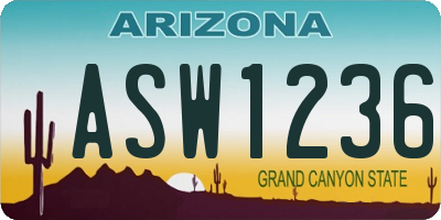 AZ license plate ASW1236