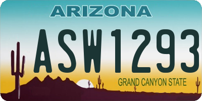 AZ license plate ASW1293