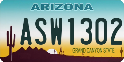 AZ license plate ASW1302