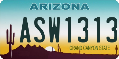AZ license plate ASW1313