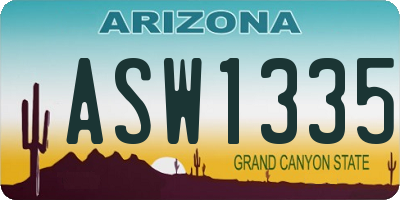 AZ license plate ASW1335