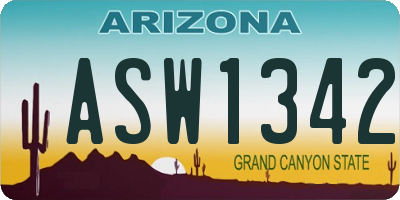 AZ license plate ASW1342