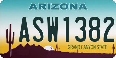 AZ license plate ASW1382