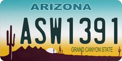 AZ license plate ASW1391