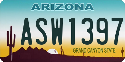 AZ license plate ASW1397