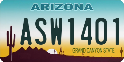 AZ license plate ASW1401