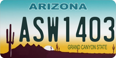 AZ license plate ASW1403
