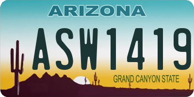 AZ license plate ASW1419