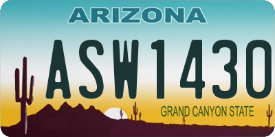 AZ license plate ASW1430