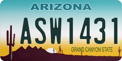 AZ license plate ASW1431