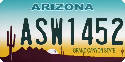 AZ license plate ASW1452
