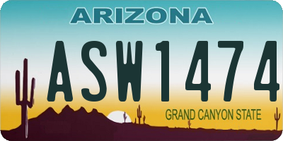 AZ license plate ASW1474
