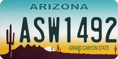 AZ license plate ASW1492