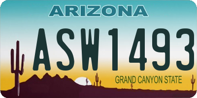 AZ license plate ASW1493