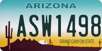 AZ license plate ASW1498