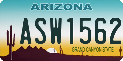 AZ license plate ASW1562