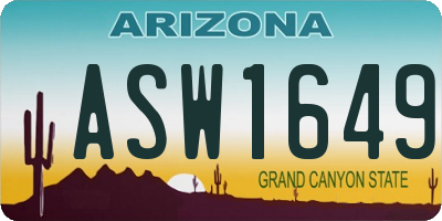 AZ license plate ASW1649