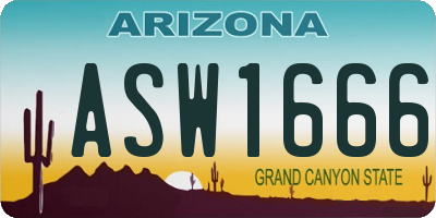AZ license plate ASW1666