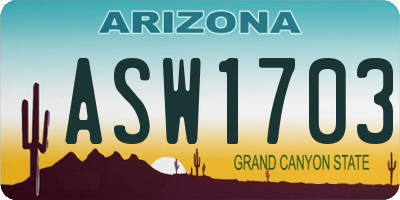 AZ license plate ASW1703