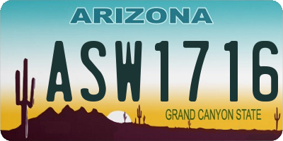 AZ license plate ASW1716